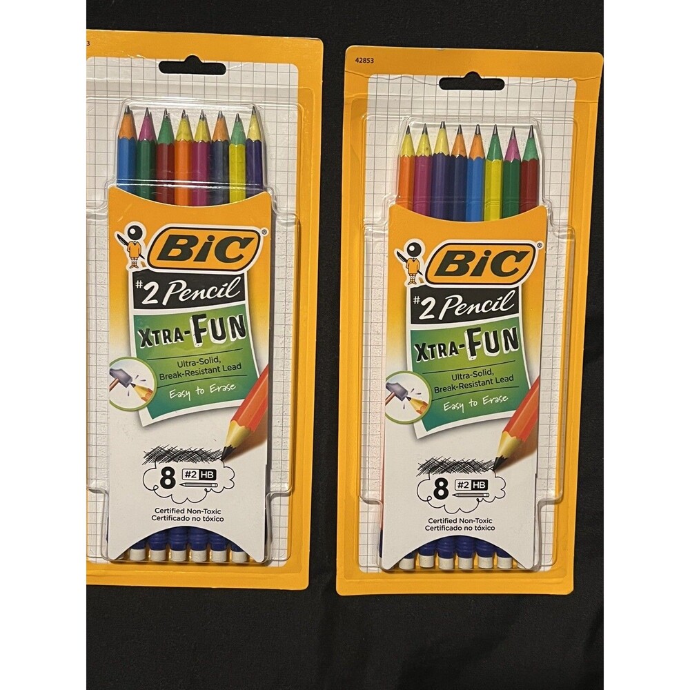 Bic Xtra Fun #2 HB  Pencils Black Lead Colorful Barrels  - 2 Packs LOT
